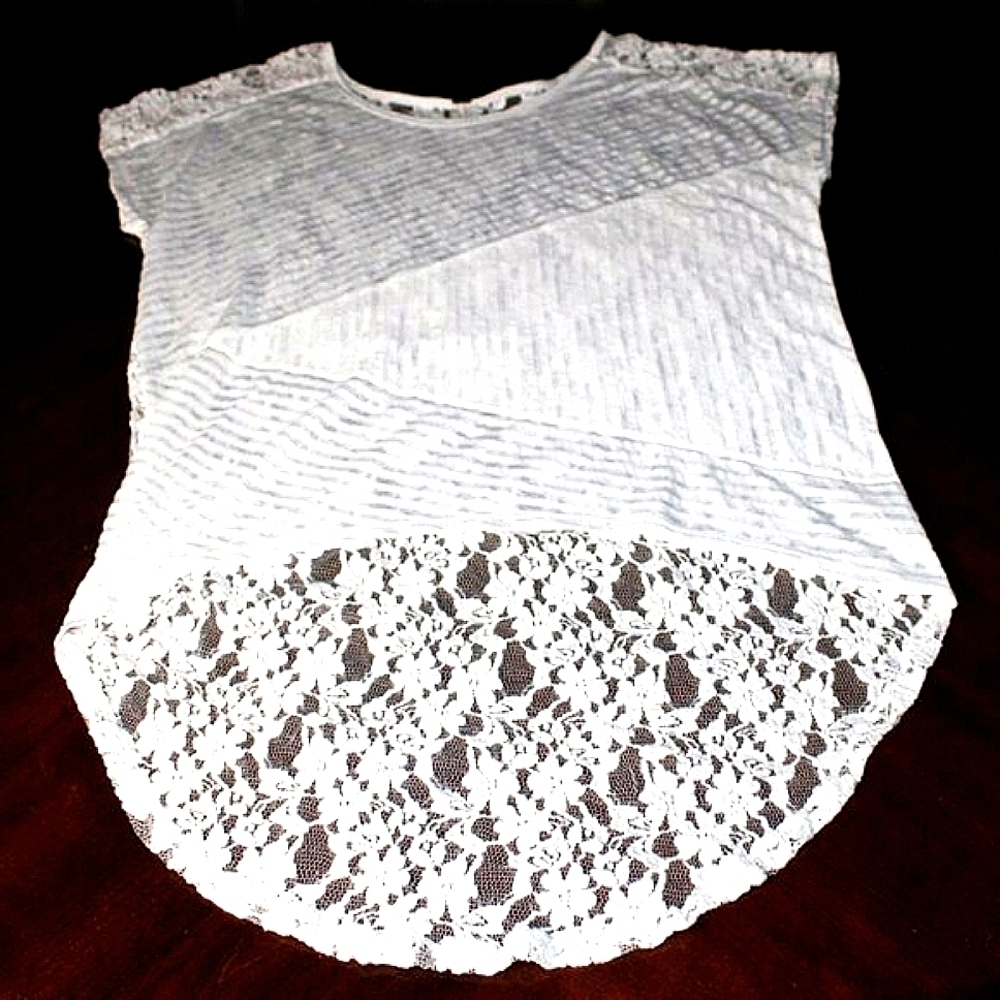 Free People Sheer Layered Lace Hem Blouse - Size S - Boho Chic